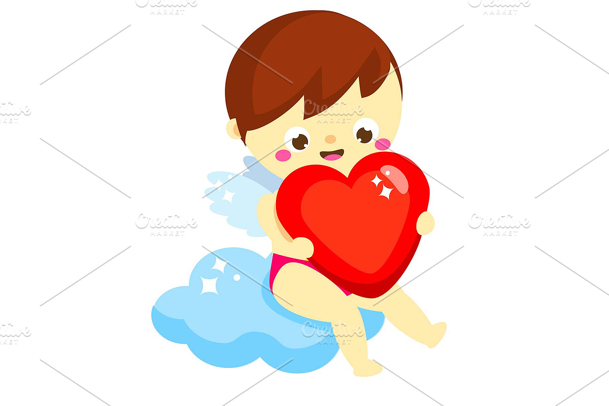 Cute Cupid Cartoon St valentines day in Graphics - product preview 8
