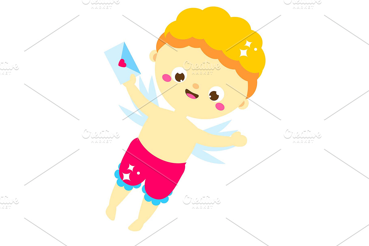 Cute Valentines day Cupid postman in Graphics - product preview 8