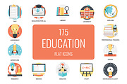 175 Flat Education Icons