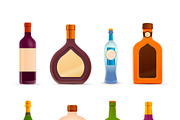 Bottles with alcohol on white