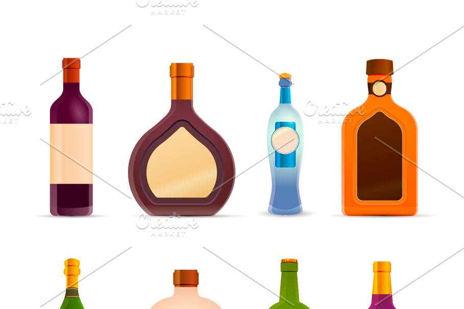 Bottles with alcohol on white in Objects - product preview 8