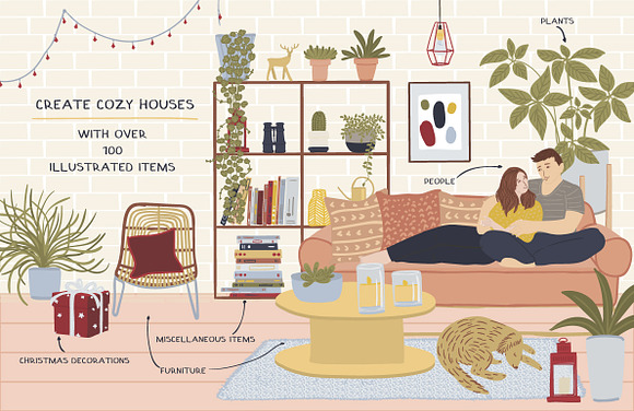 Illustrated Dreamy Home in Illustrations - product preview 1