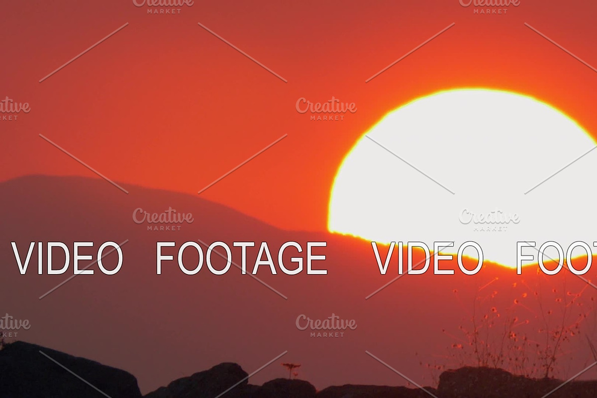 Red sky scene with sun hiding behind in Graphics - product preview 8