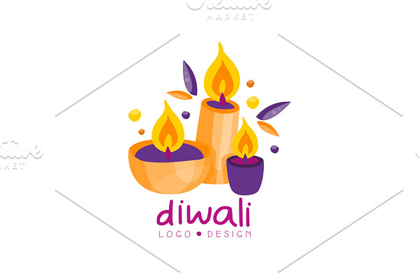 Diwali colorful logo, Hindu
