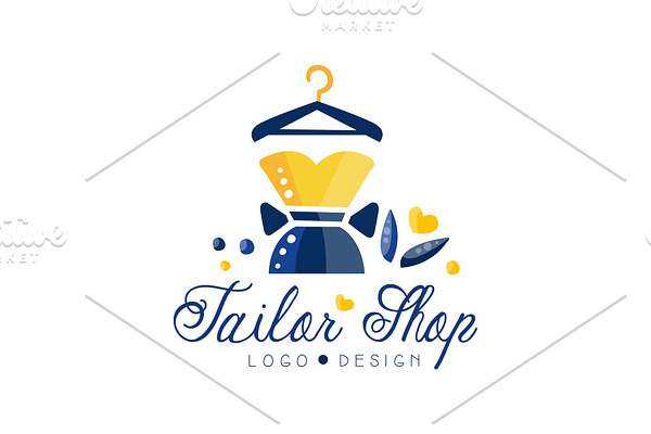 Tailor shop logo, dressmakers salon