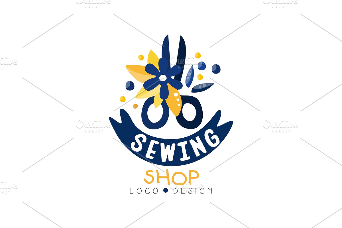 Sewing Shop Logo Design Dress Custom Designed Illustrations