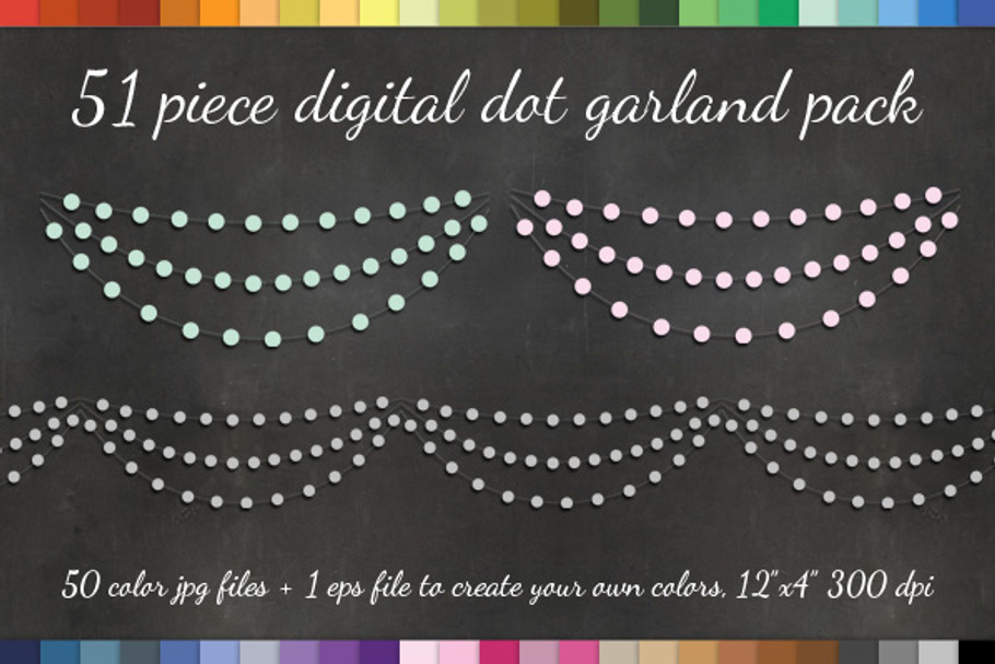 Dot Garland Clipart 50 PNGS +EPS in Objects - product preview 8