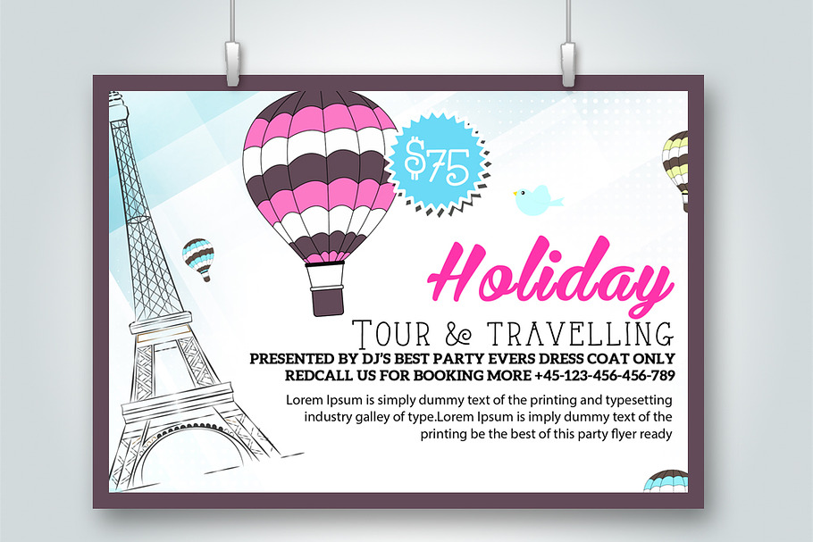 Tour Travel Holiday Horizontal Flyer in Flyer Templates - product preview 8