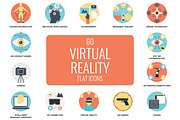 60 Flat Virtual Reality Icons Set