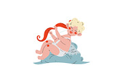 Cute Funny Cupid with Bow, Amur