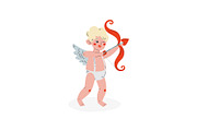 Cute Funny Cupid Aiming with Bow
