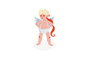 Cute Funny Cupid with Heart Shaped