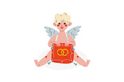 Cute Funny Cupid Holding Cushion