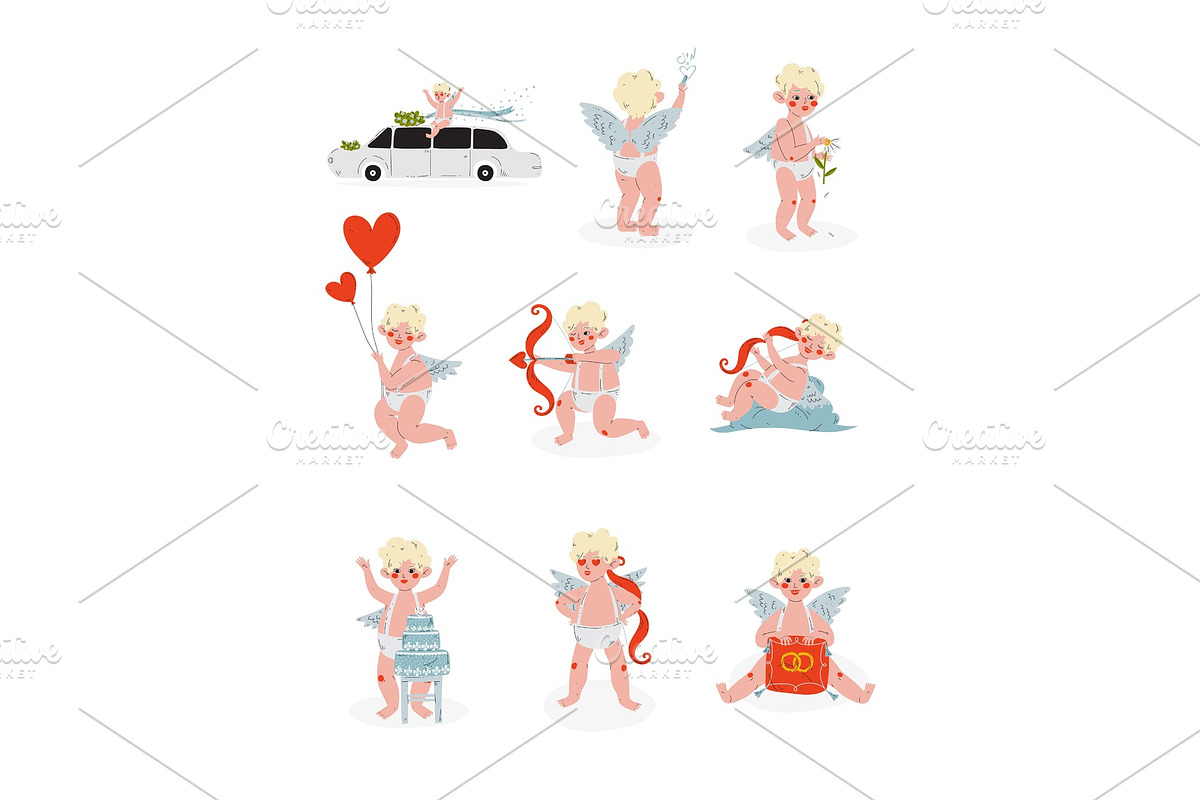 Cute Funny Cupid in Different in Objects - product preview 8