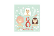 8 March Greeting Card with Smiling