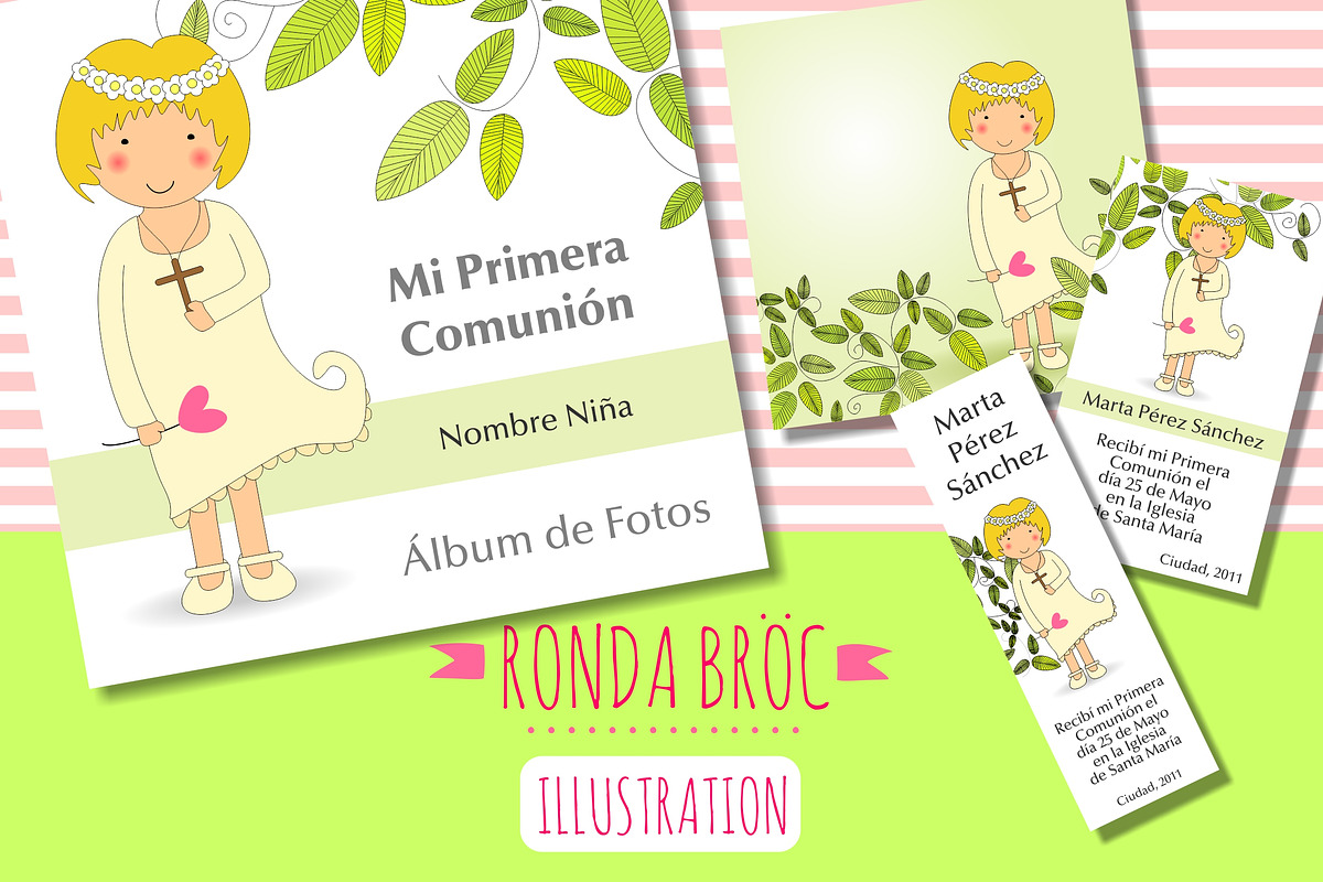 My First Communion Girl Set in Card Templates - product preview 8