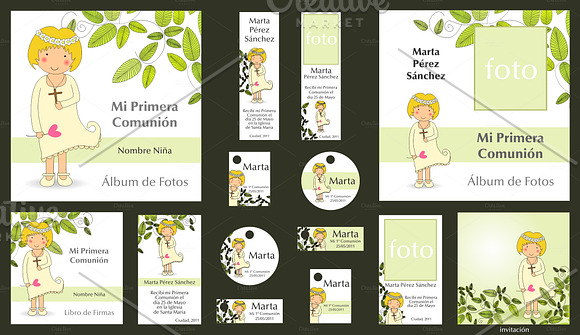 My First Communion Girl Set in Card Templates - product preview 1