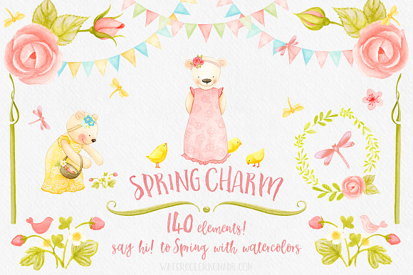 Spring Watercolor Bundle in Illustrations - product preview 1