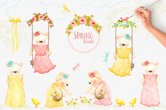 Spring Watercolor Bundle in Illustrations - product preview 2