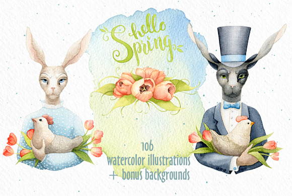 Spring Watercolor Bundle in Illustrations - product preview 12