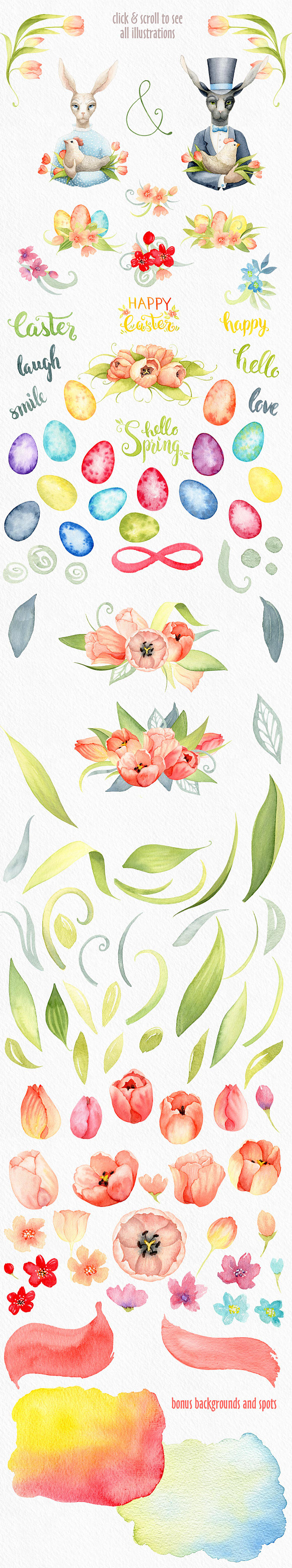 Spring Watercolor Bundle in Illustrations - product preview 13