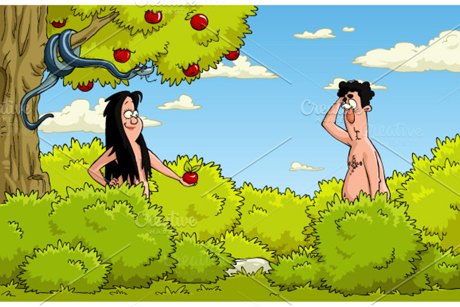 Adam And Eve In The Garden Of Eden Custom Designed Illustrations