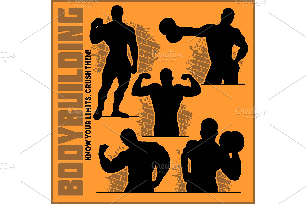 Silhouettes of Bodybuilders - Gym in Illustrations - product preview 8