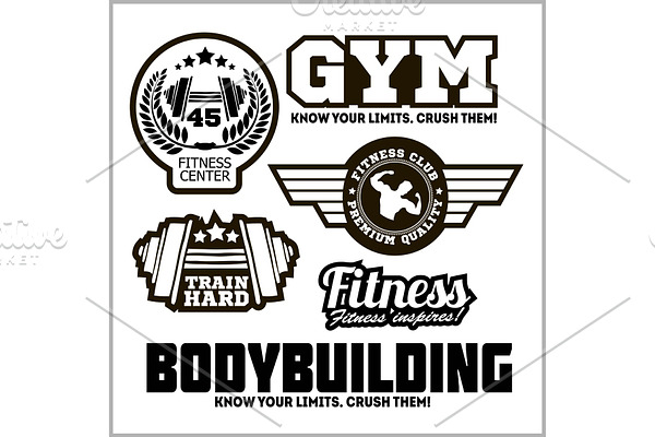 Set of sports and fitness logo. Gym