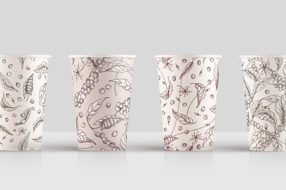 Coffee tree branch set and seamless in Illustrations - product preview 1
