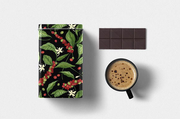 Coffee tree branch set and seamless in Illustrations - product preview 11