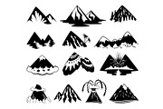 Set of mountain peaks illustrations