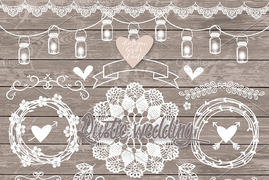 VECTOR Rustic Wedding Elements in Illustrations - product preview 8