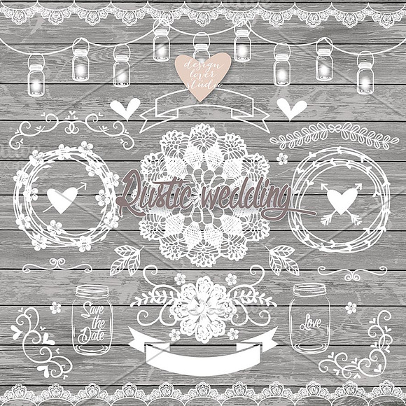 VECTOR Rustic Wedding Elements in Illustrations - product preview 1