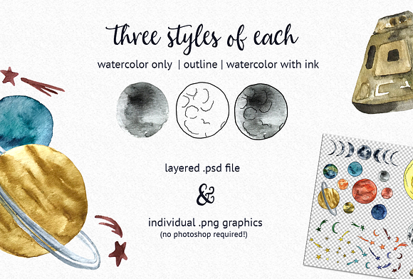 Watercolor Outer Space Toolkit in Illustrations - product preview 2