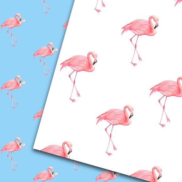 Flamingo digital paper pack. in Patterns - product preview 1