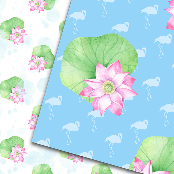 Flamingo digital paper pack. in Patterns - product preview 2