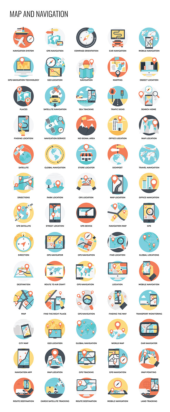 2480 Flat Vector Icons in Navigation Icons - product preview 4