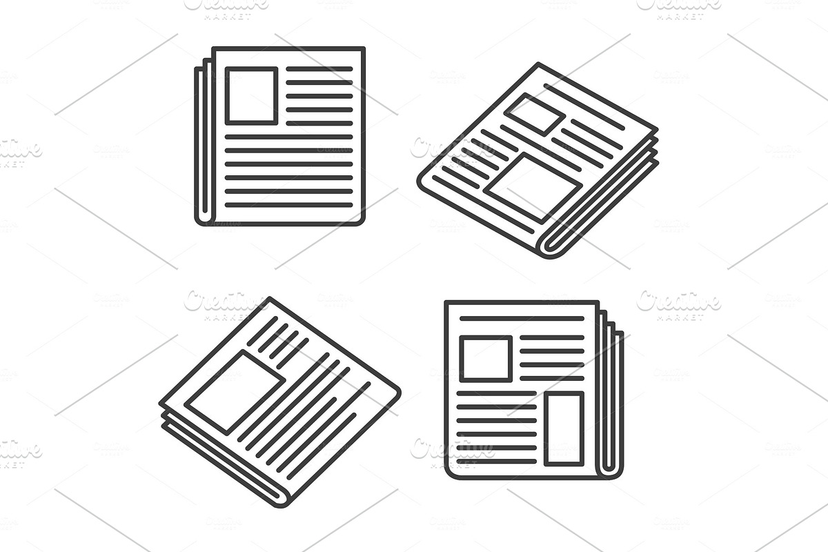 Newspaper icons set in Illustrations - product preview 8