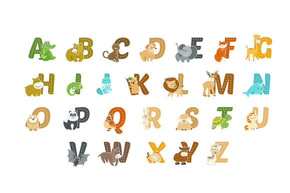 Animal Alphabet Vector Set in Icons - product preview 2