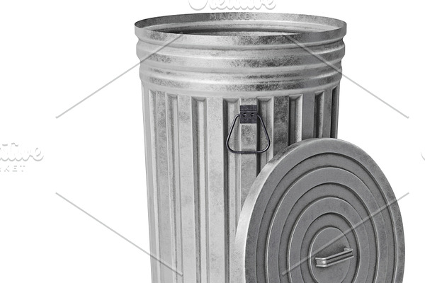 Trash can bin metal, close view