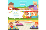 Amusement park banners. Family and