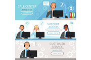 Call center banners. Support agents