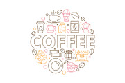 Coffee icons background. Circle