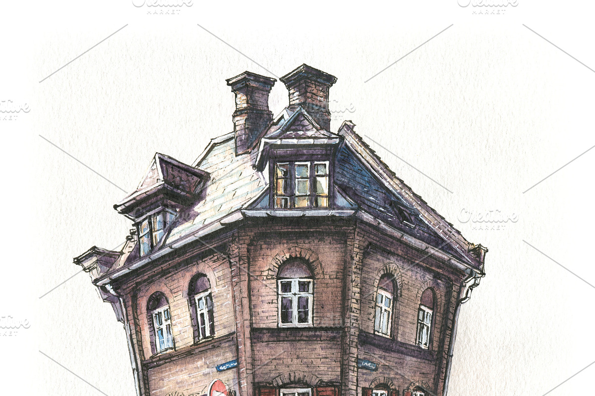 Typical Danich house, Copenhagen in Illustrations - product preview 8
