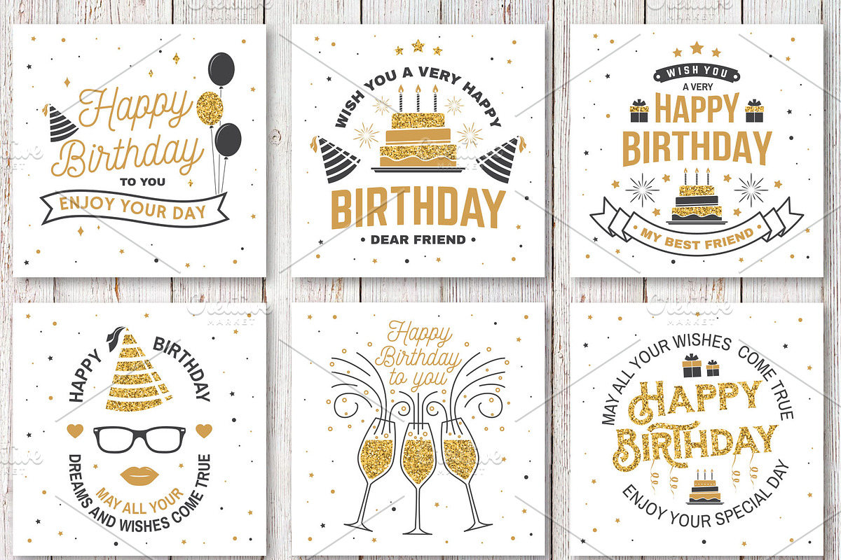 Happy Birthday Collection | Creative Card Templates ~ Creative Market