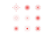 Radial red shapes. Migraine aiming