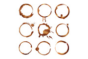 Coffee cup rings. Dirty splashes and
