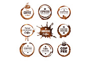 Coffee rings labels. Badges design