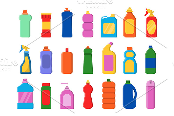 Chemical clean bottles. Detergent
