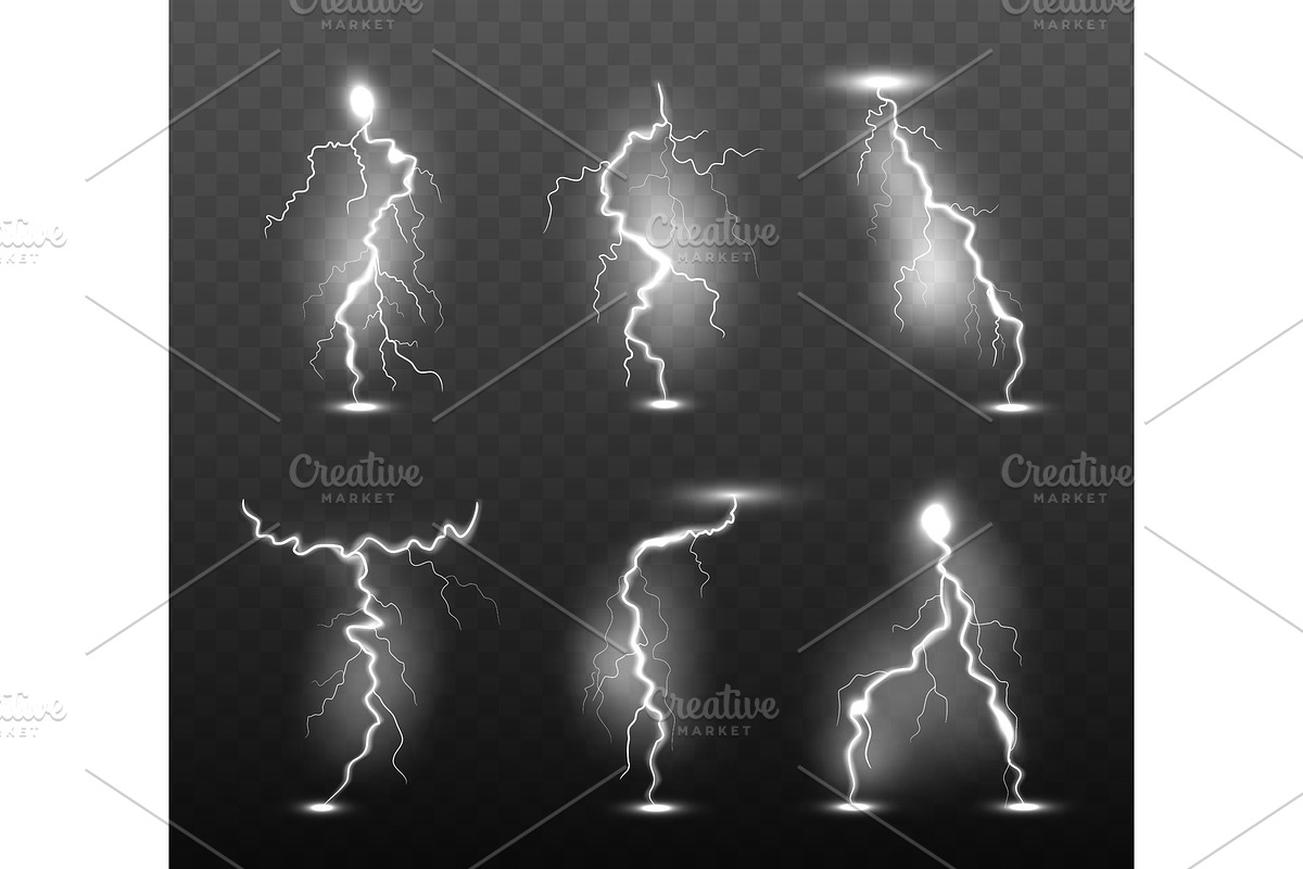 Night lightning. Glow stormy weather in Graphics - product preview 8